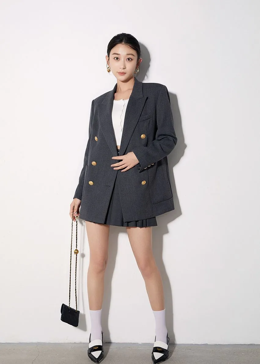 Relaxed Fit Double Breasted Blazer