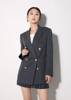 Relaxed Fit Double Breasted Blazer
