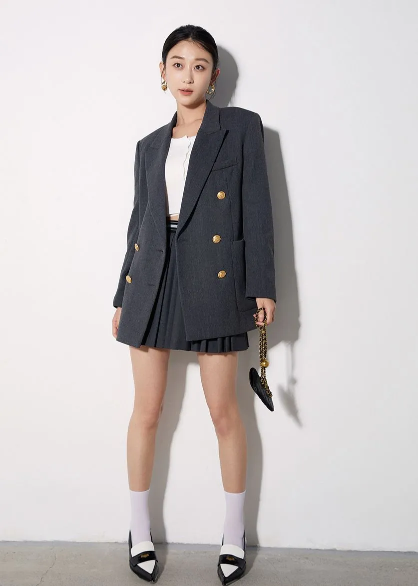 Relaxed Fit Double Breasted Blazer