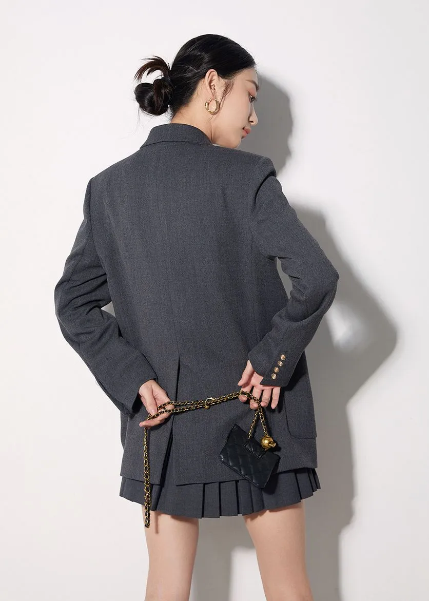 Relaxed Fit Double Breasted Blazer