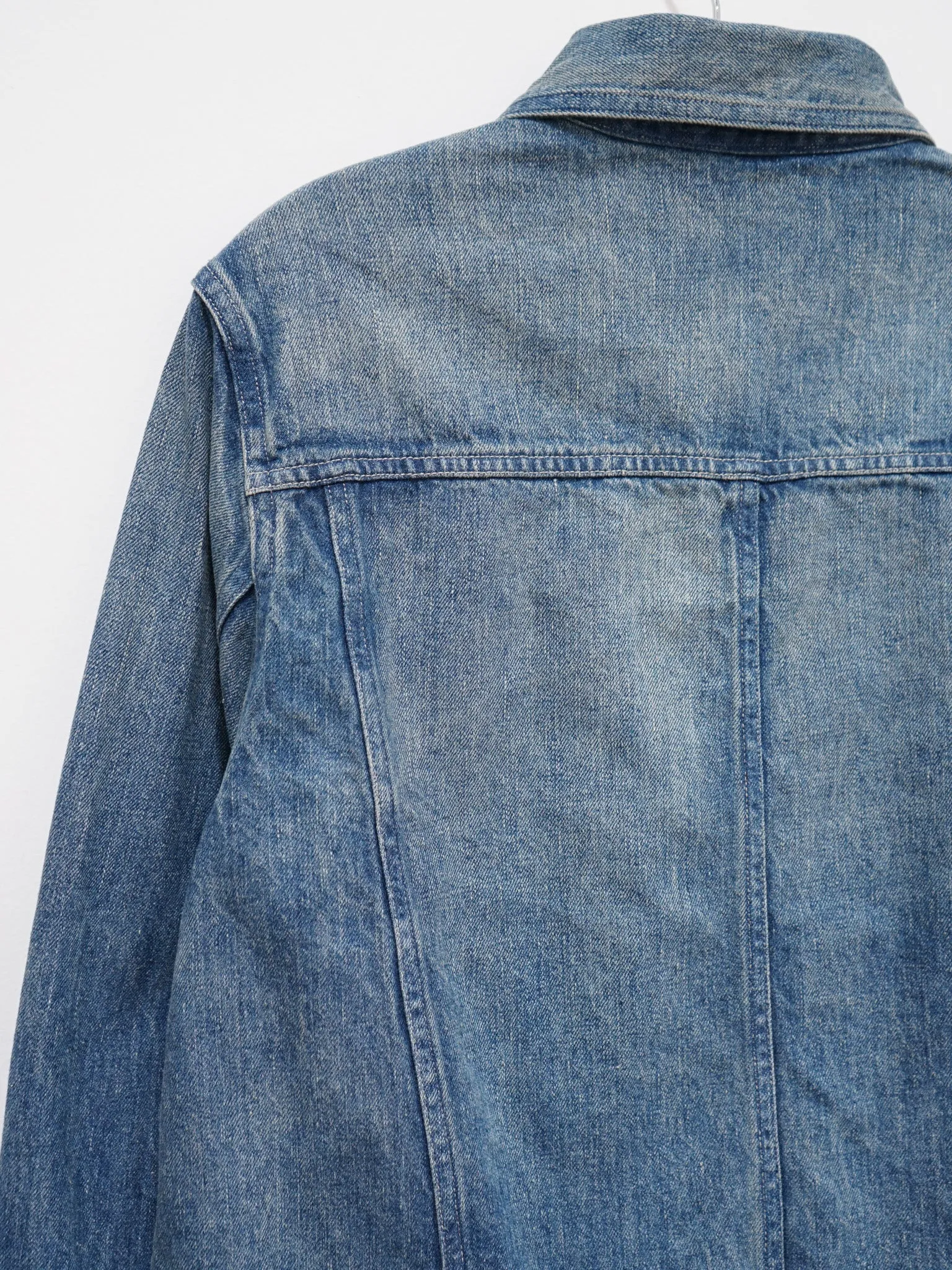Selvedge Faded Light Denim Blouson - Light Indigo