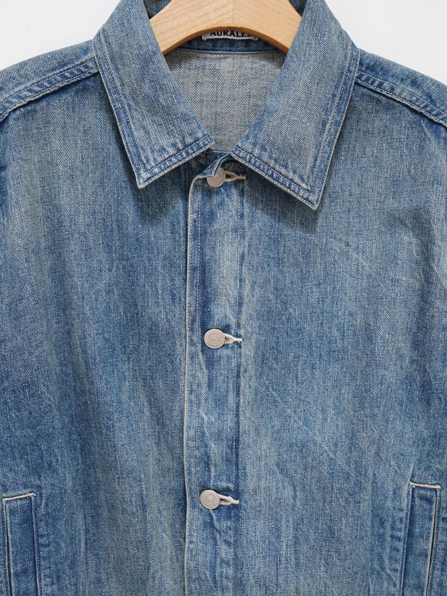 Selvedge Faded Light Denim Blouson - Light Indigo