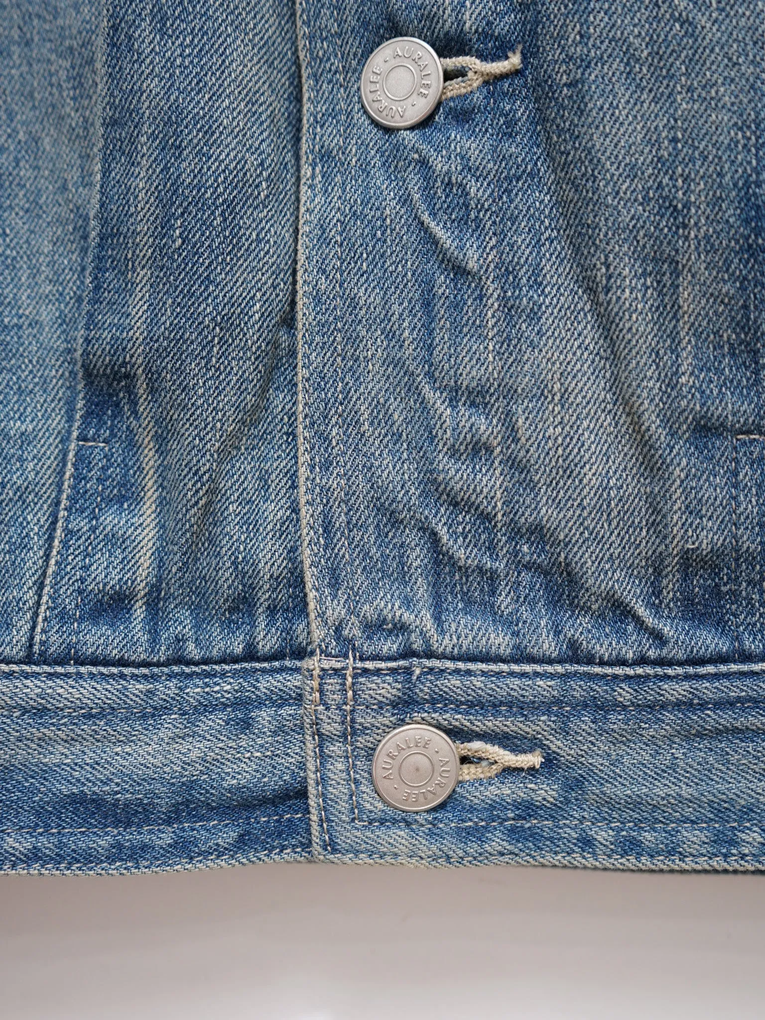 Selvedge Faded Light Denim Blouson - Light Indigo