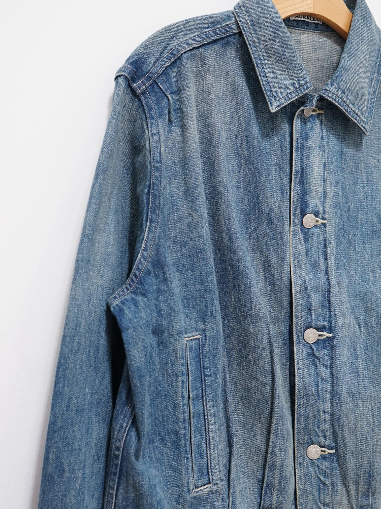 Selvedge Faded Light Denim Blouson - Light Indigo