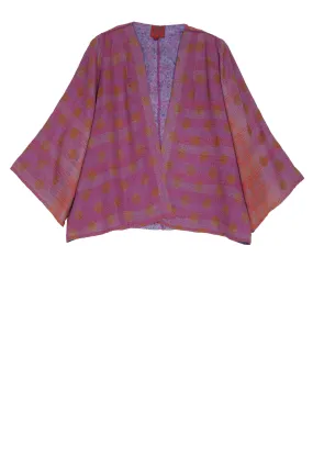 VINTAGE SILK GEORGETTE KANTHA BELL SHAPE JACKET - sg2048-0002a -