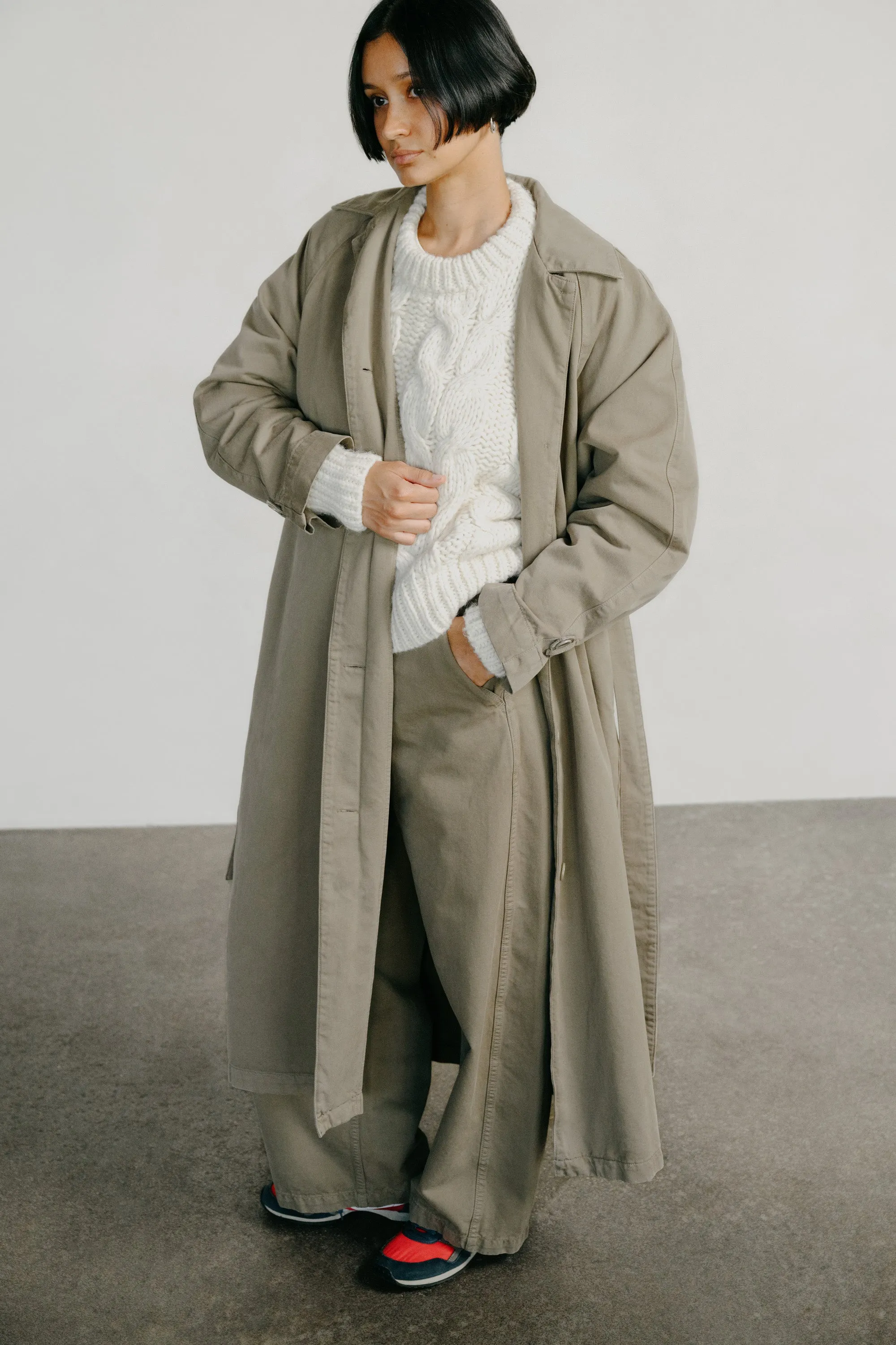 Wide Leg Chino, Organic Twill, Olive Khaki