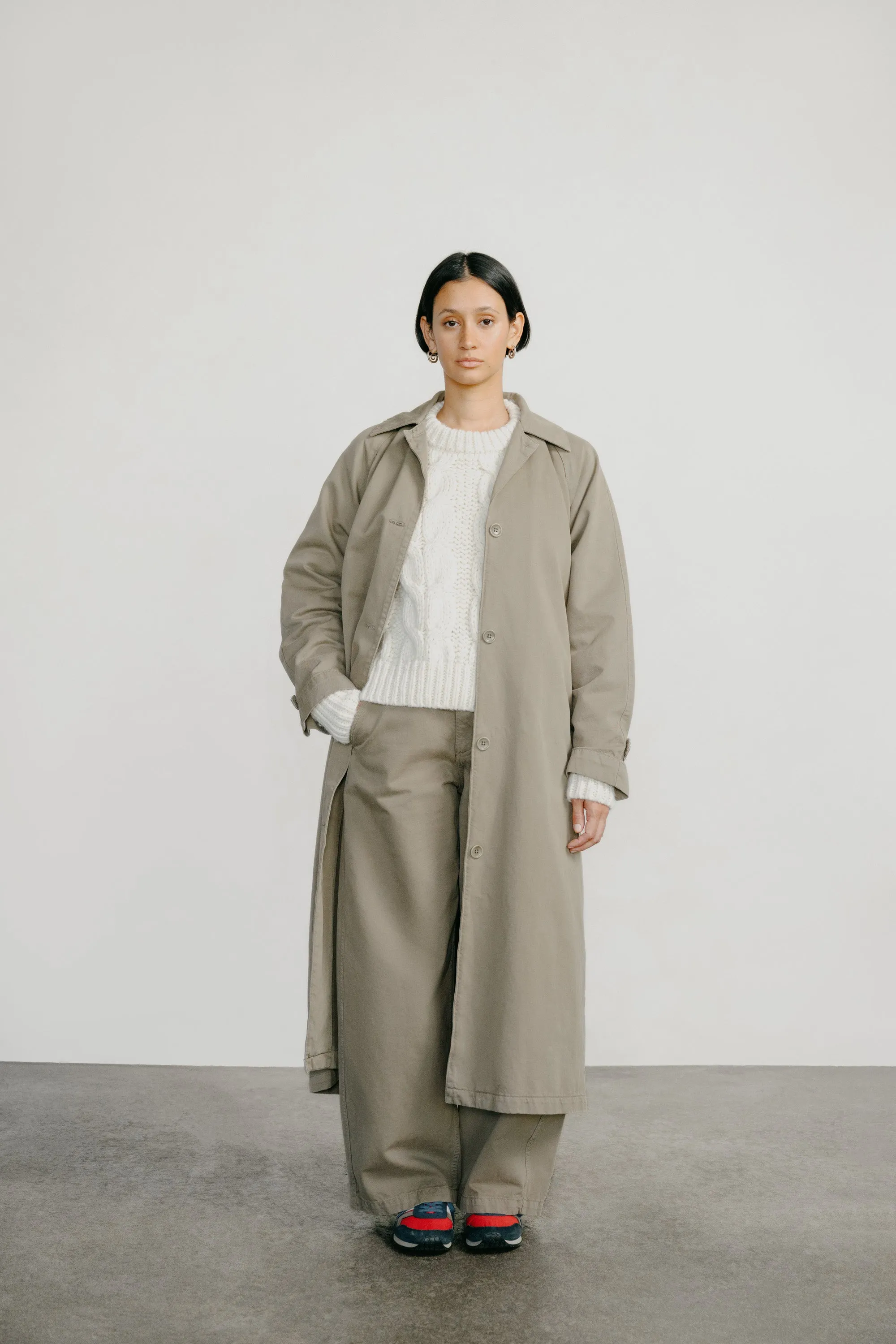 Wide Leg Chino, Organic Twill, Olive Khaki