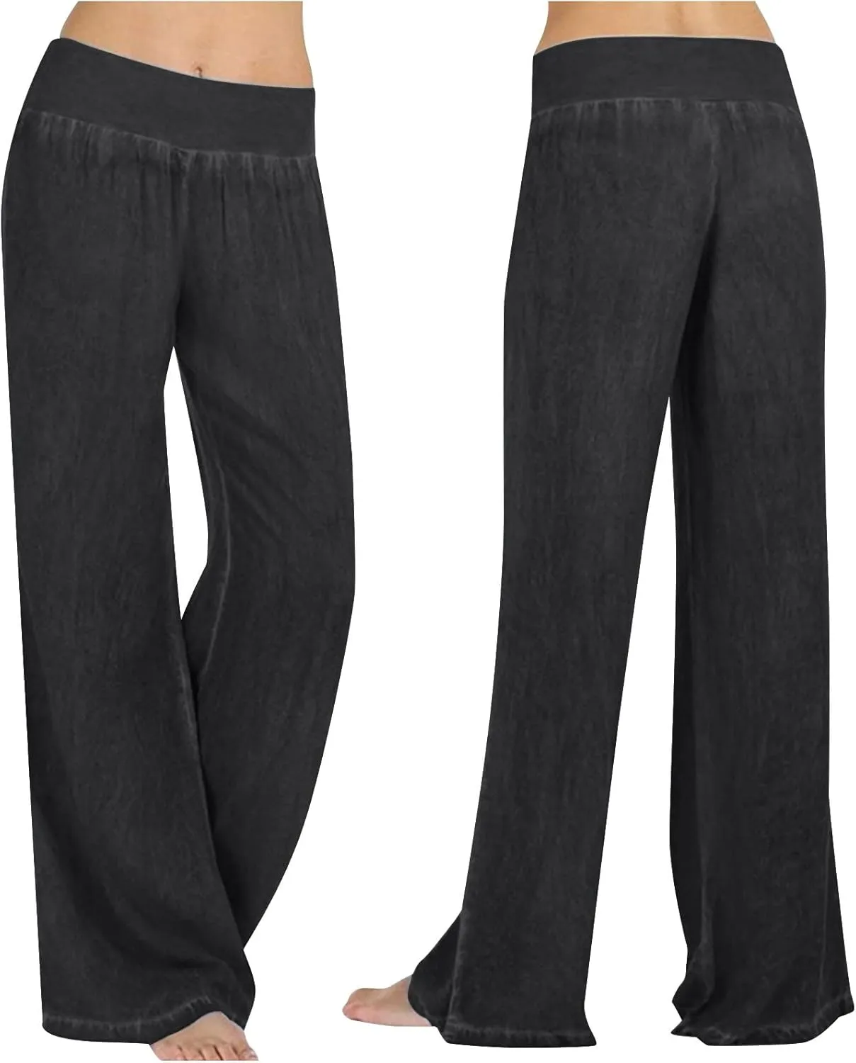 Wide Leg Pants Woman High Waisted Casual Palazzo Pants Imitation Denim Boho Trousers Loose Wide Leg Trendy Jeans