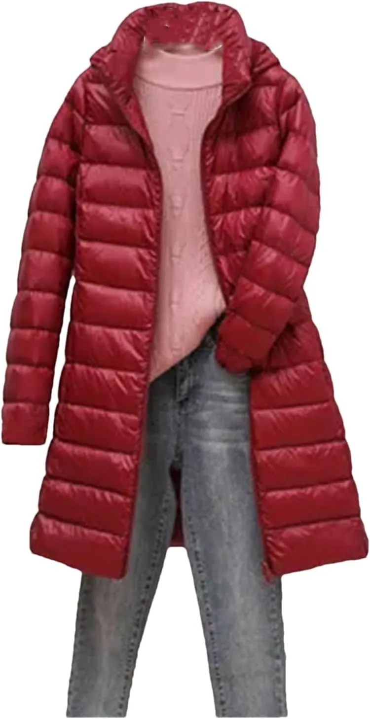 Women Hood Detachable Winter Coat Female Puffer Down Jacket Portable light Long Coat