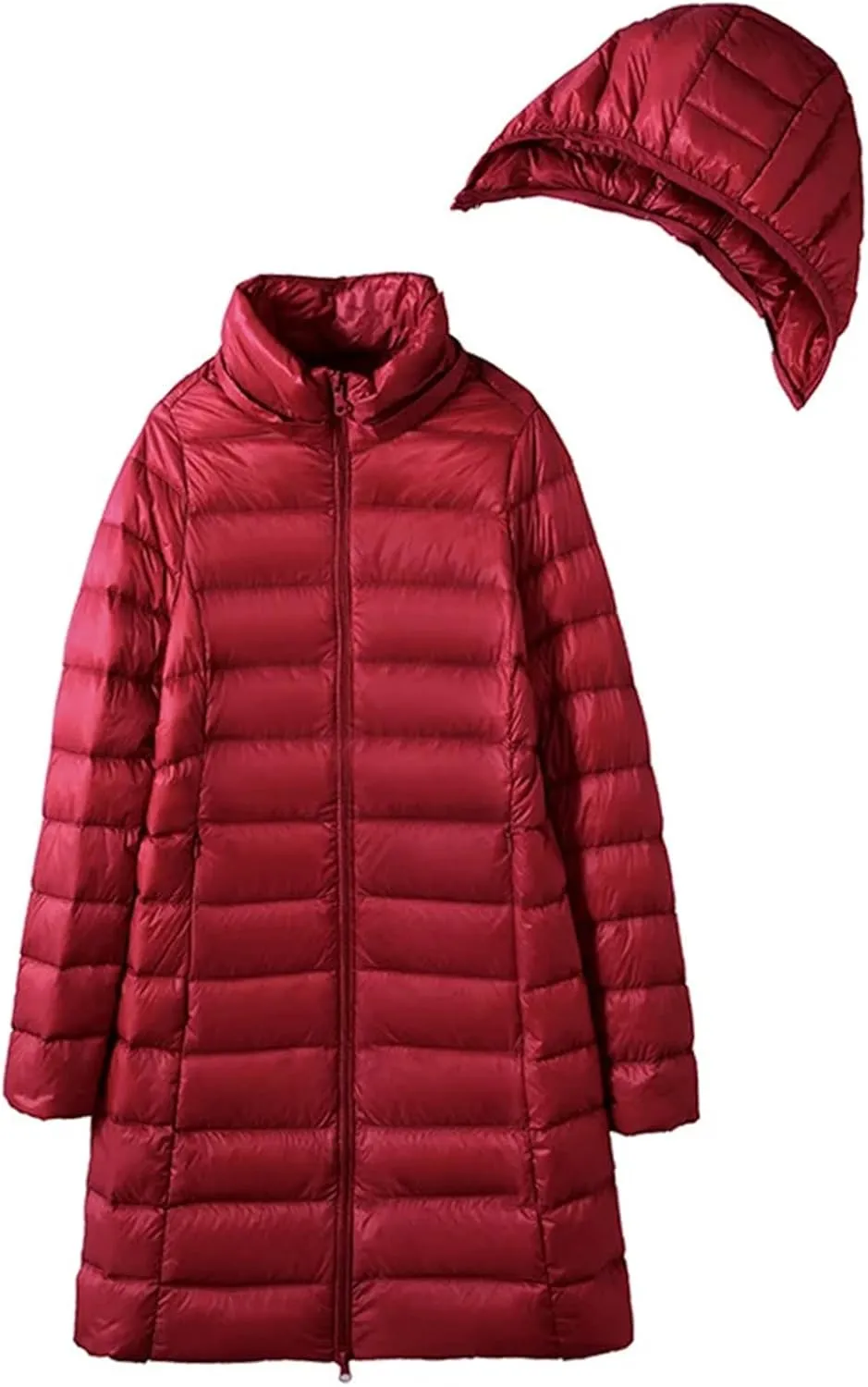 Women Hood Detachable Winter Coat Female Puffer Down Jacket Portable light Long Coat