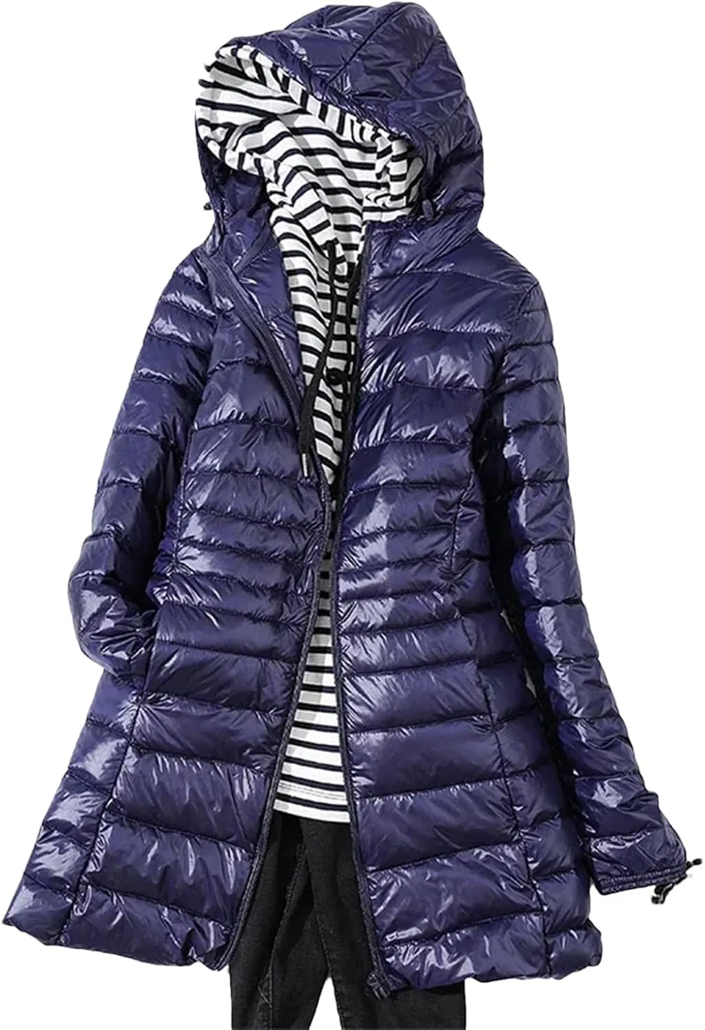 Women Puffer Jackets light Duck Down Coat Winter Warm Portable Hooded Windbreaker Parka