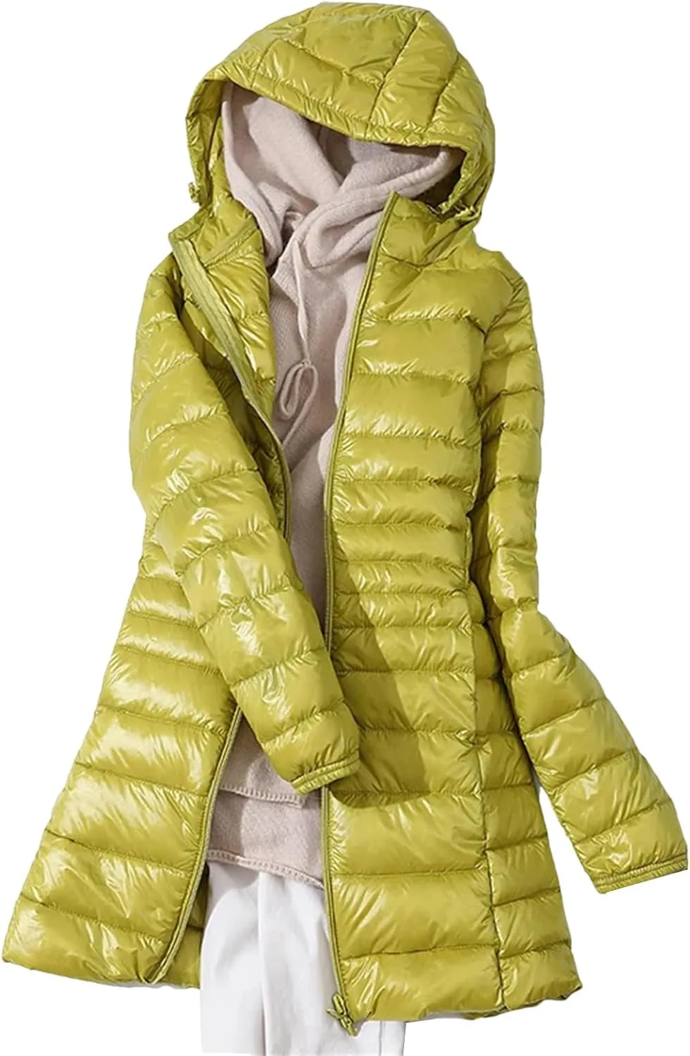 Women Puffer Jackets light Duck Down Jacket Winter Portable Hooded Parka Coat Windproof Outwear