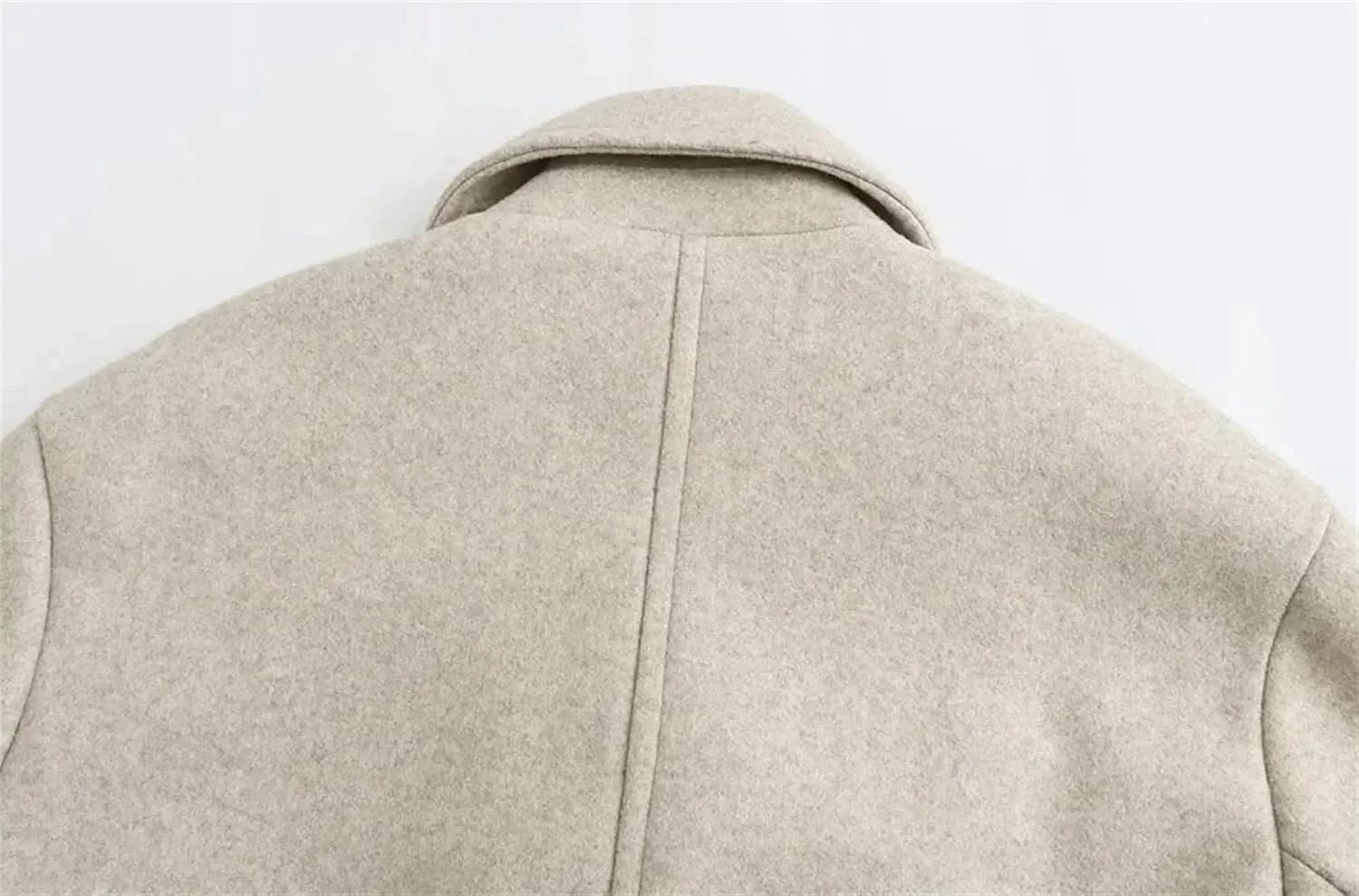 Women's Soft Loose Wool Blend Long Coat Lapel Long Sleeve Welt Pockets Chic Windbreaker