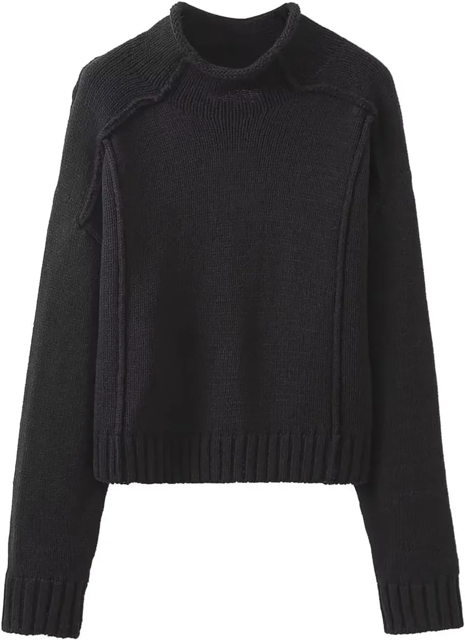 Women's Turtleneck Sweater Retro Loose Top Chic Oversized Knitted Top Sweater