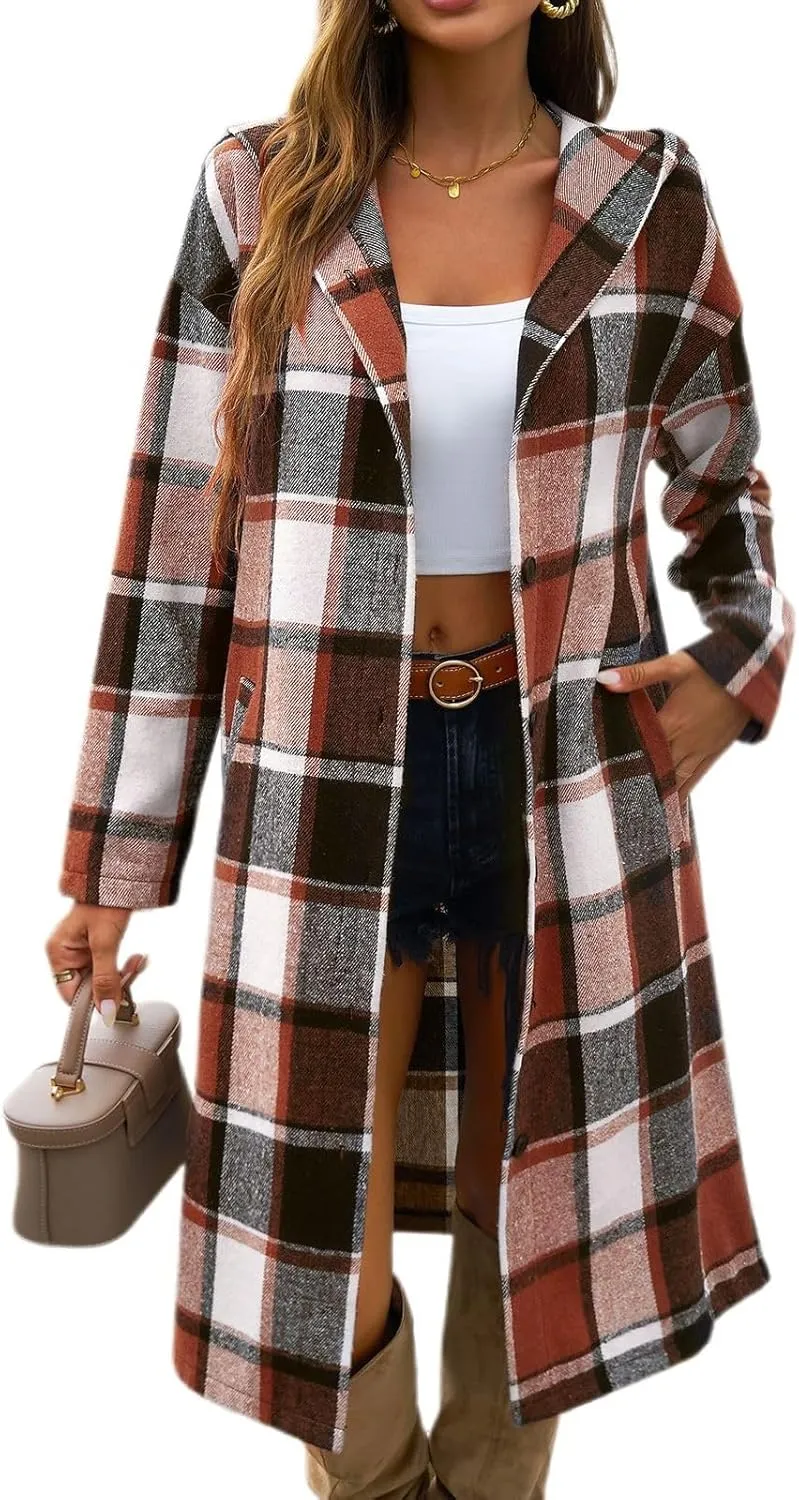 Women's Winter Trench Coat Snow Coat Long Shacket Hooded Long Sleeve Oversized Soft Spring Trench Coats
