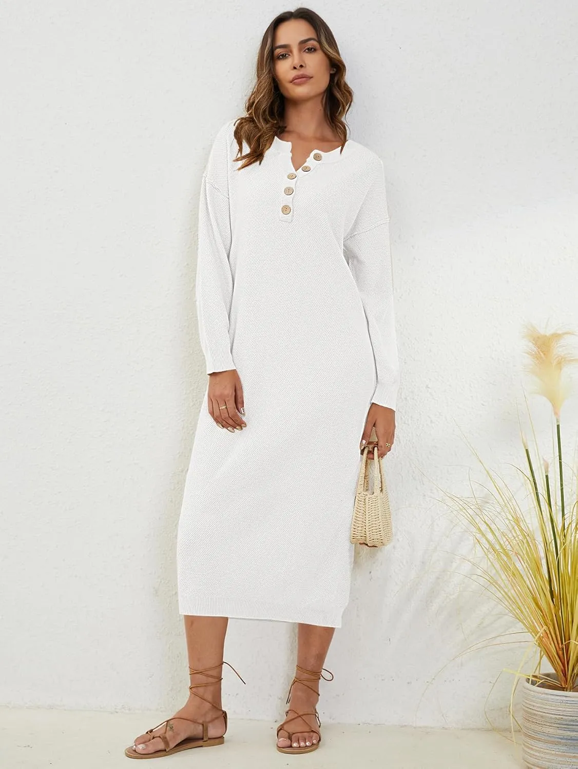 YKR Womens Long Sweater Dress Midi Oversized Long Sleeve Maxi Sweater Dress
