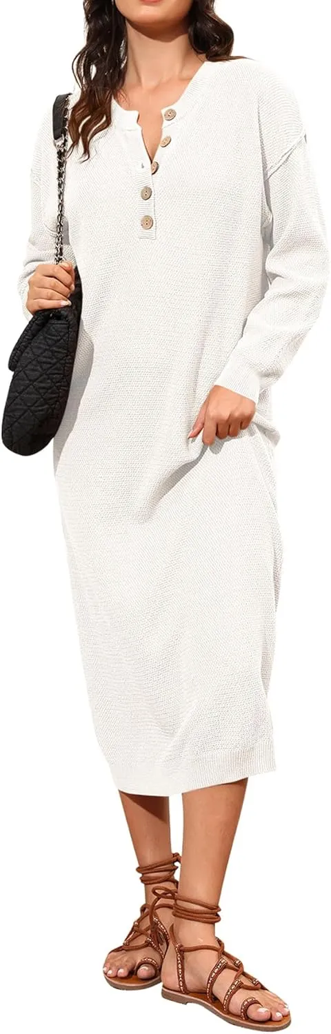 YKR Womens Long Sweater Dress Midi Oversized Long Sleeve Maxi Sweater Dress