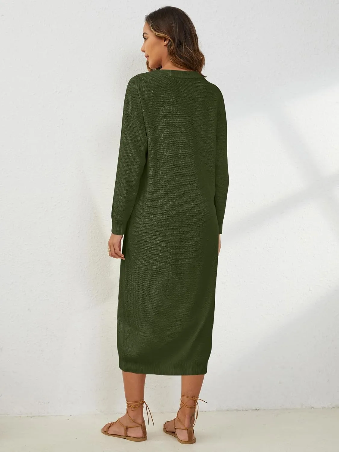 YKR Womens Long Sweater Dress Midi Oversized Long Sleeve Maxi Sweater Dress
