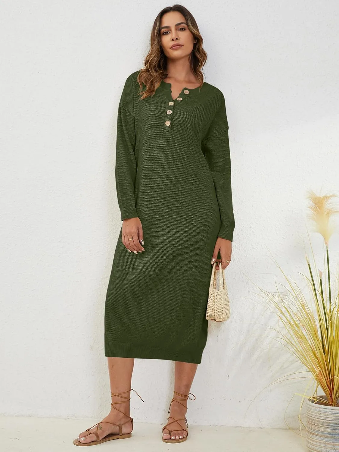 YKR Womens Long Sweater Dress Midi Oversized Long Sleeve Maxi Sweater Dress